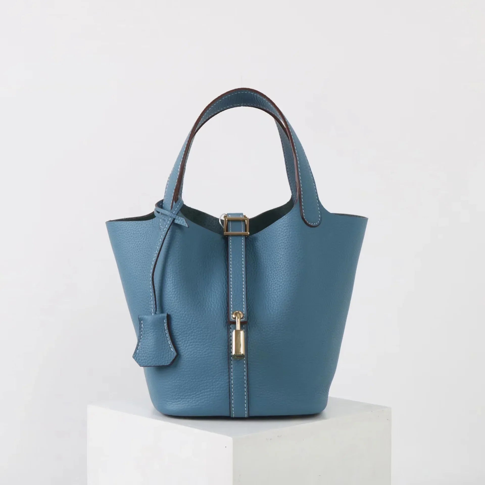 VELUXA | Faux Leather Bucket Bag – Structured Design with Top Handles