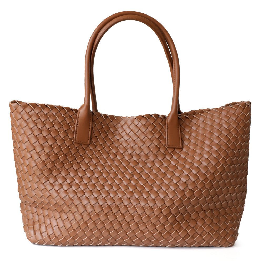 VELUXA | Woven Tote Bag – Faux Leather with Double Handles