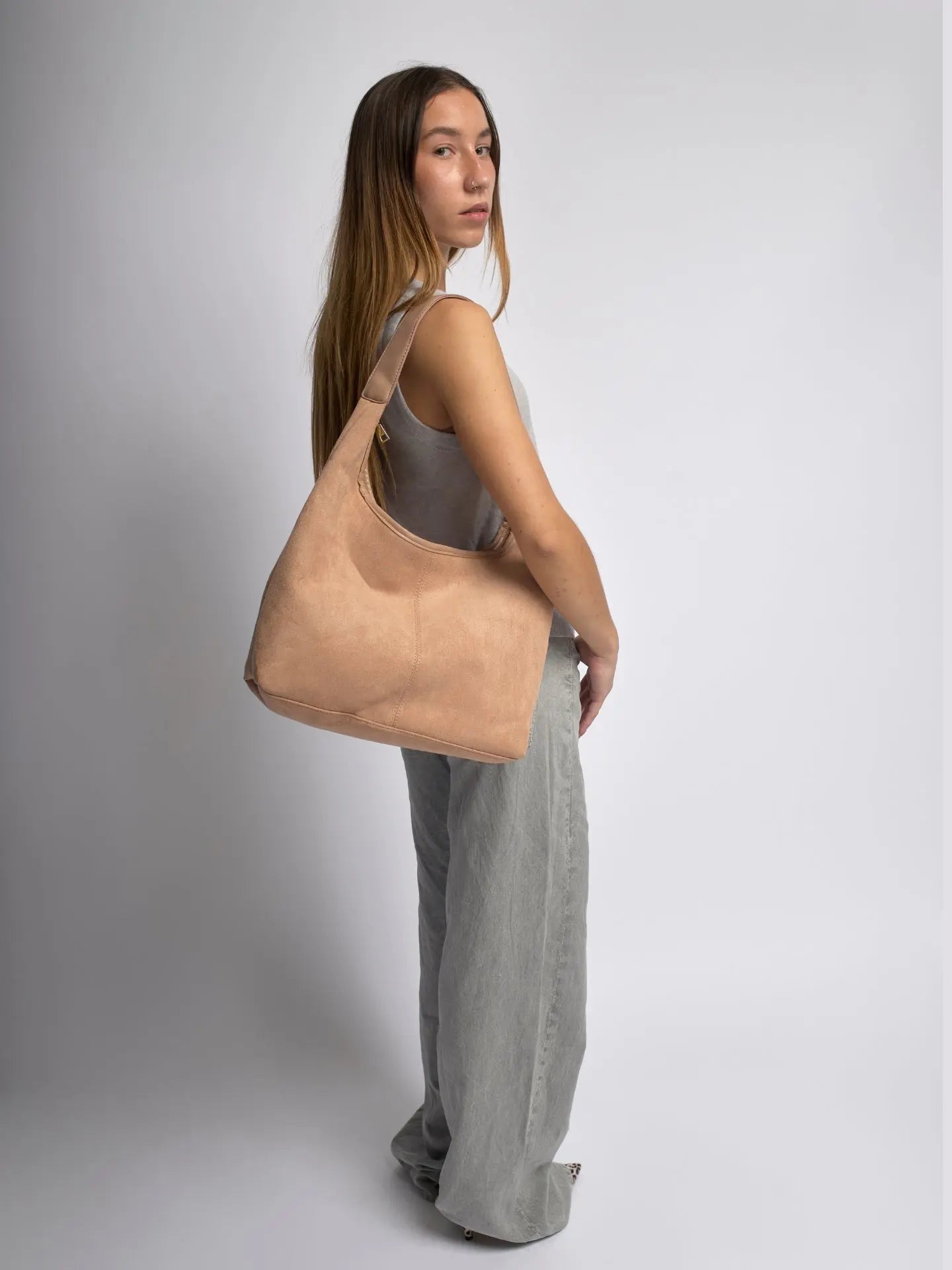 VELUXA | Vegan Suede Hobo Bag – Minimal Design with Shoulder Strap
