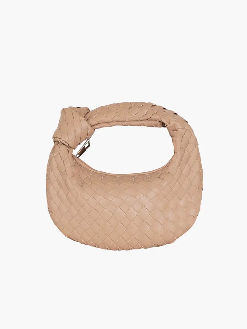 VELUXA | Woven Knot Bag – Faux Leather Handheld Bag