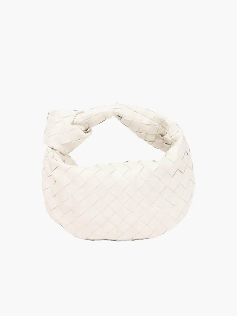 VELUXA | Woven Knot Bag – Faux Leather Handheld Bag