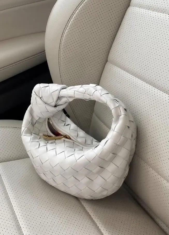 VELUXA | Woven Knot Bag – Faux Leather Handheld Bag