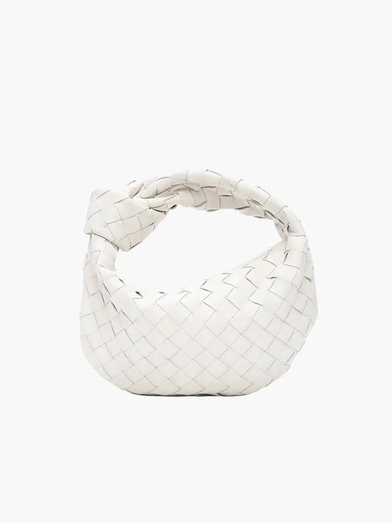 VELUXA | Woven Knot Bag – Faux Leather Handheld Bag