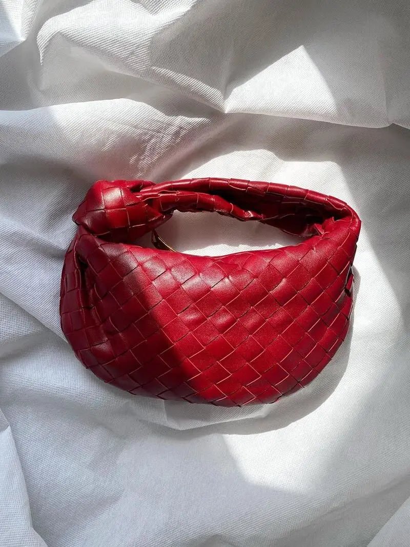 VELUXA | Woven Knot Bag – Faux Leather Handheld Bag