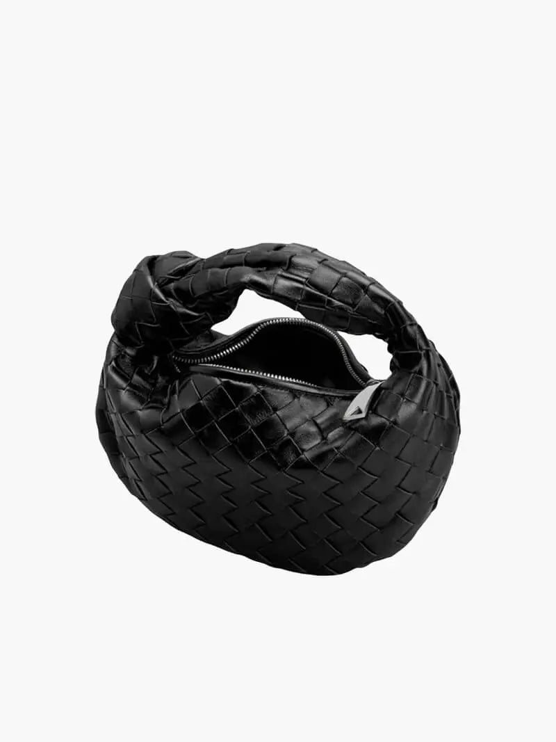 VELUXA | Woven Knot Bag – Faux Leather Handheld Bag
