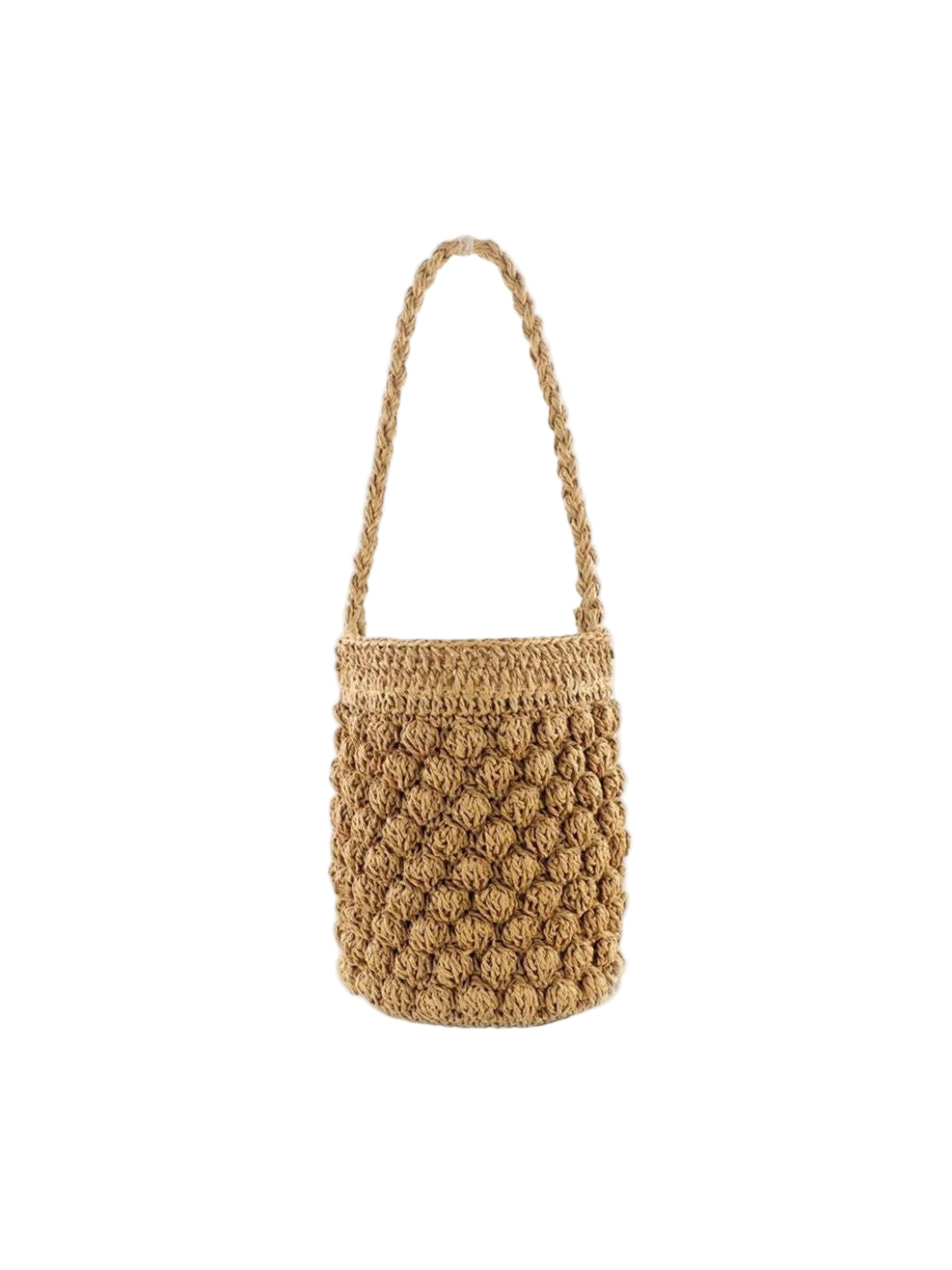 VELUXA | Mini Crochet Bucket Bag – Handwoven Straw with Braided Shoulder Strap