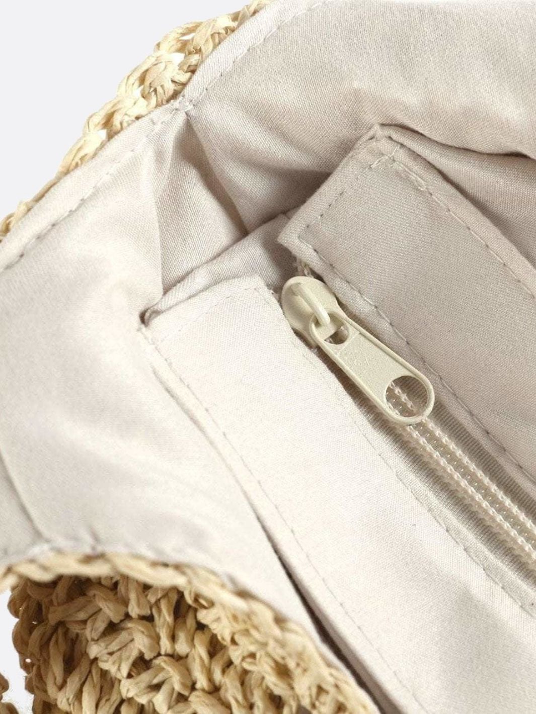 VELUXA | Soft Woven Straw Tote Bag – Shoulder Design with Zip Closure