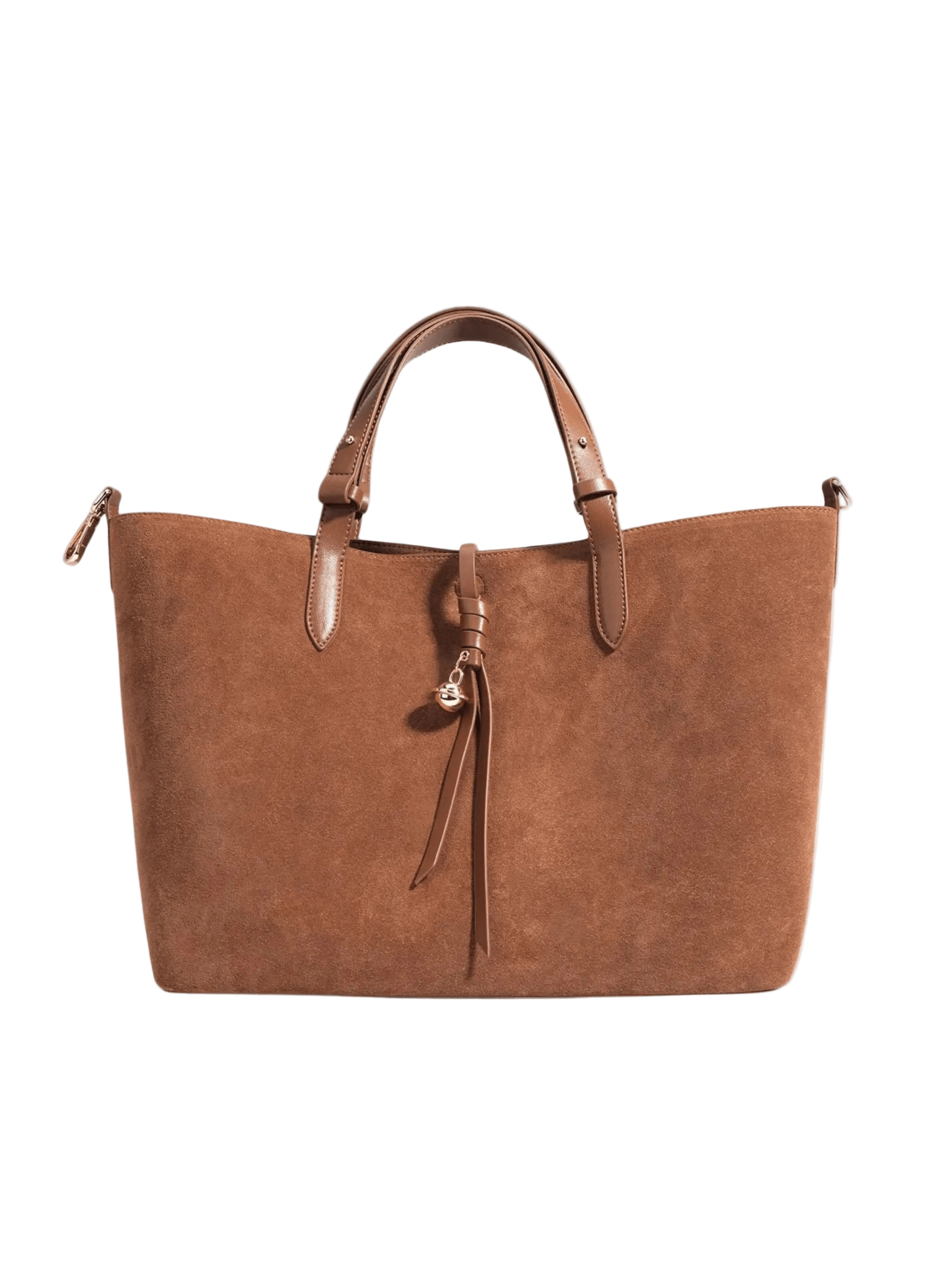 VELUXA | Vegan Suede Tote Bag – Top Handles with Tassel Detail & Zip Pocket
