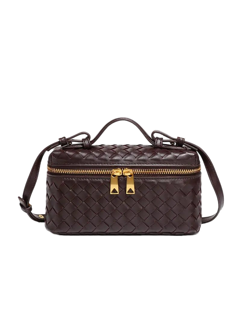 VELUXA | Woven Box Bag – Faux Leather Crossbody with Top Handle