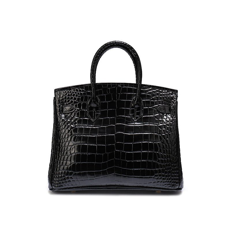 VELUXA | Black Croc-Embossed Tote Bag – Faux Leather
