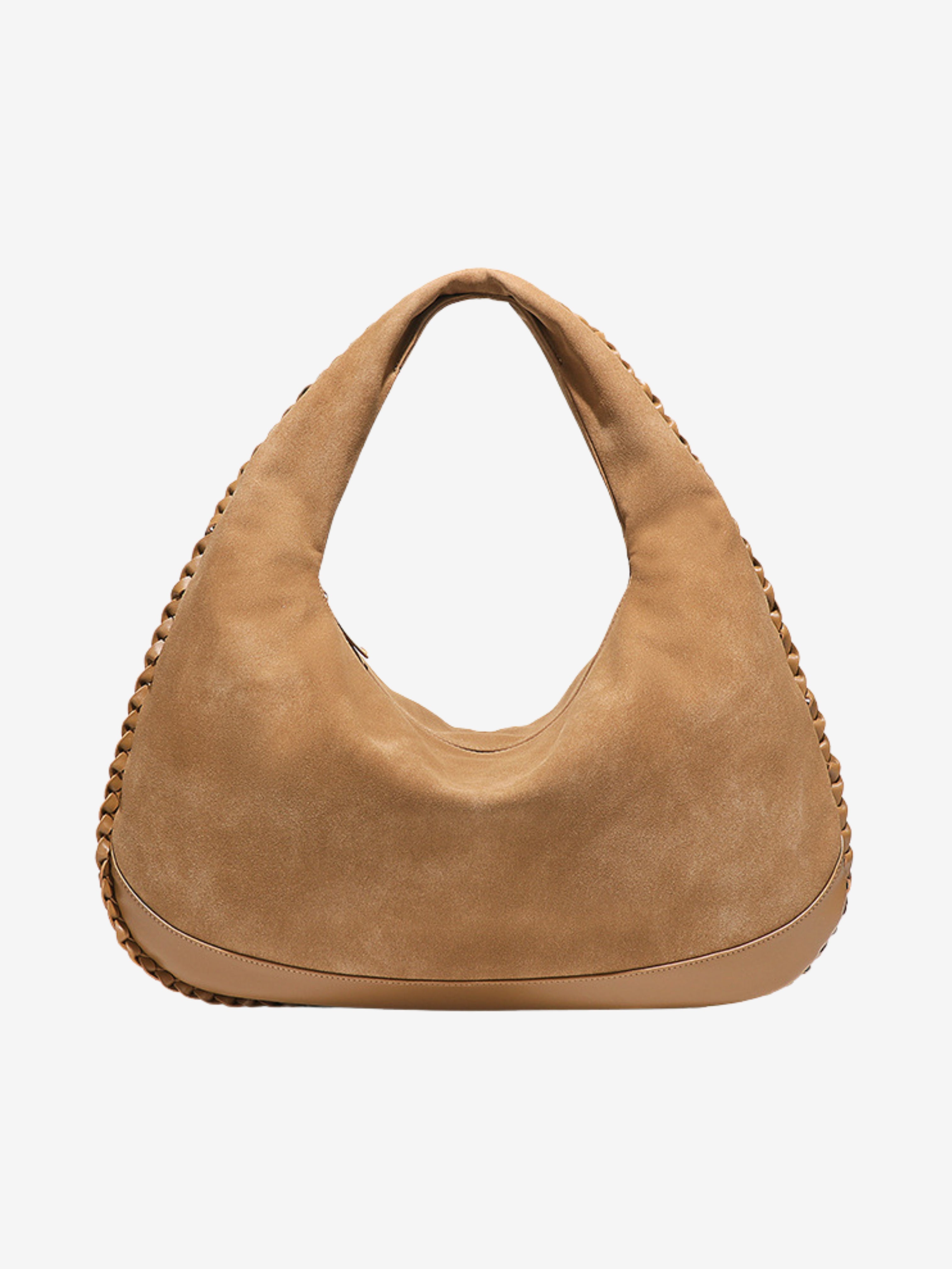 VELUXA | Vegan Suede Crescent Hobo Bag – Shoulder Design with Zip Closure