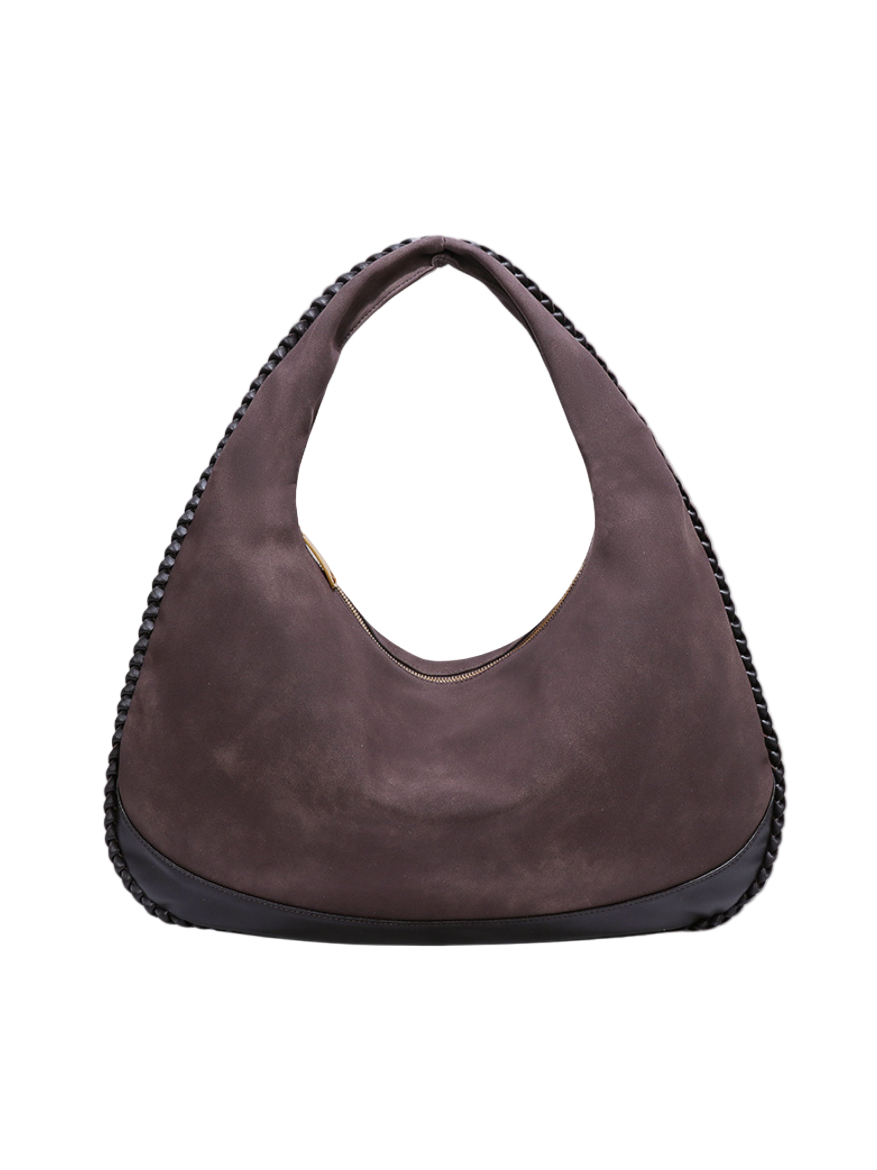 VELUXA | Vegan Suede Crescent Hobo Bag – Shoulder Design with Zip Closure