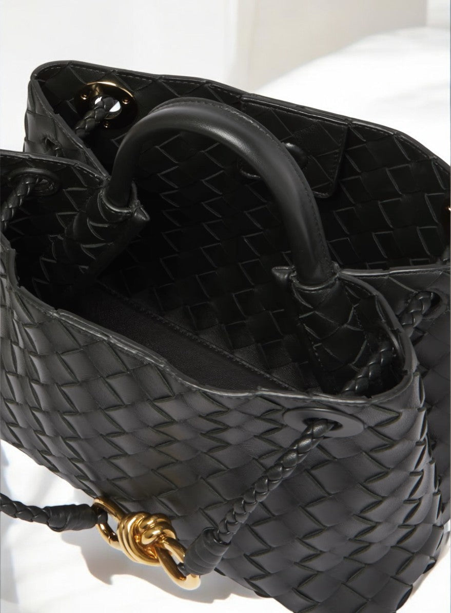 VELUXA | Woven Mini Tote Bag – Structured Faux Leather