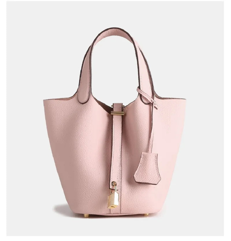 VELUXA | Faux Leather Bucket Bag – Structured Design with Top Handles