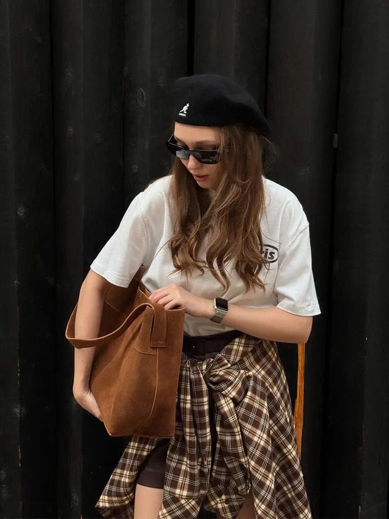 VELUXA | Suede Shoulder Bag – Structured Design with Single Strap