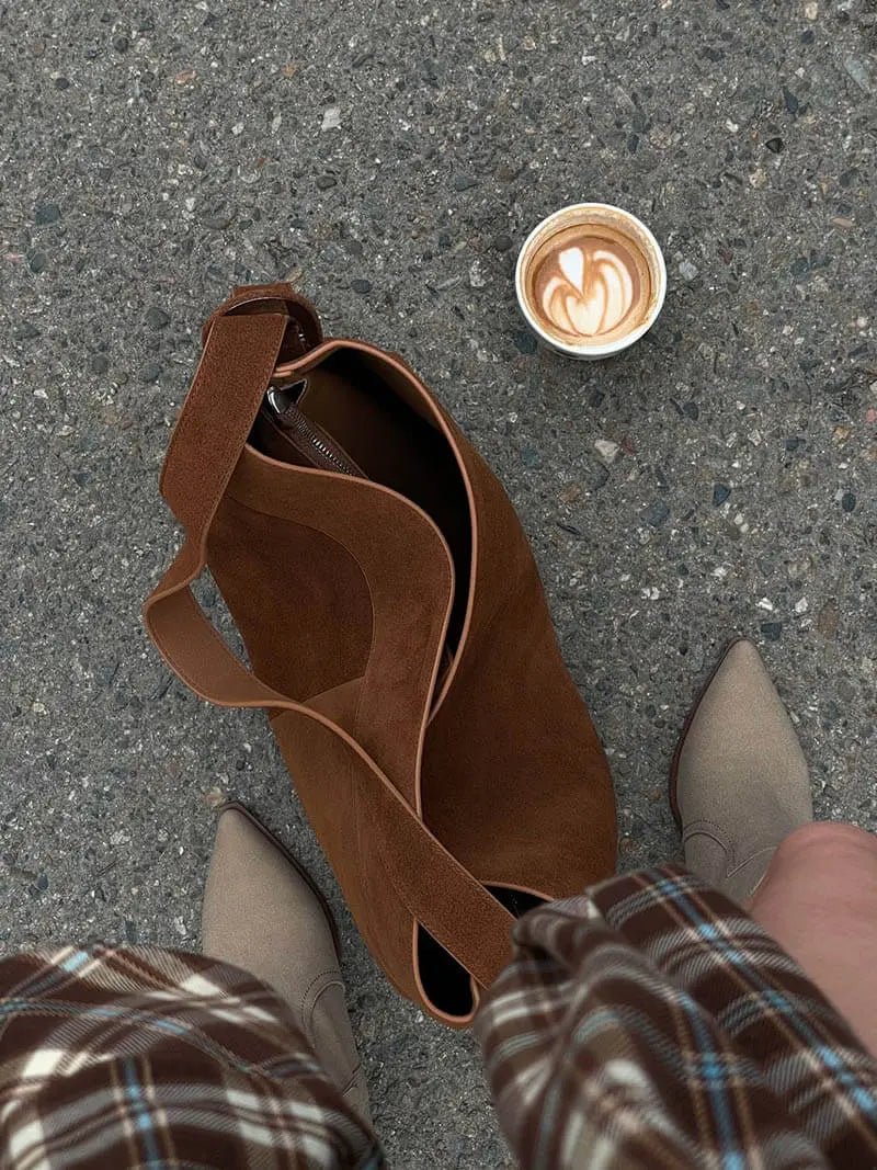 VELUXA | Suede Shoulder Bag – Structured Design with Single Strap