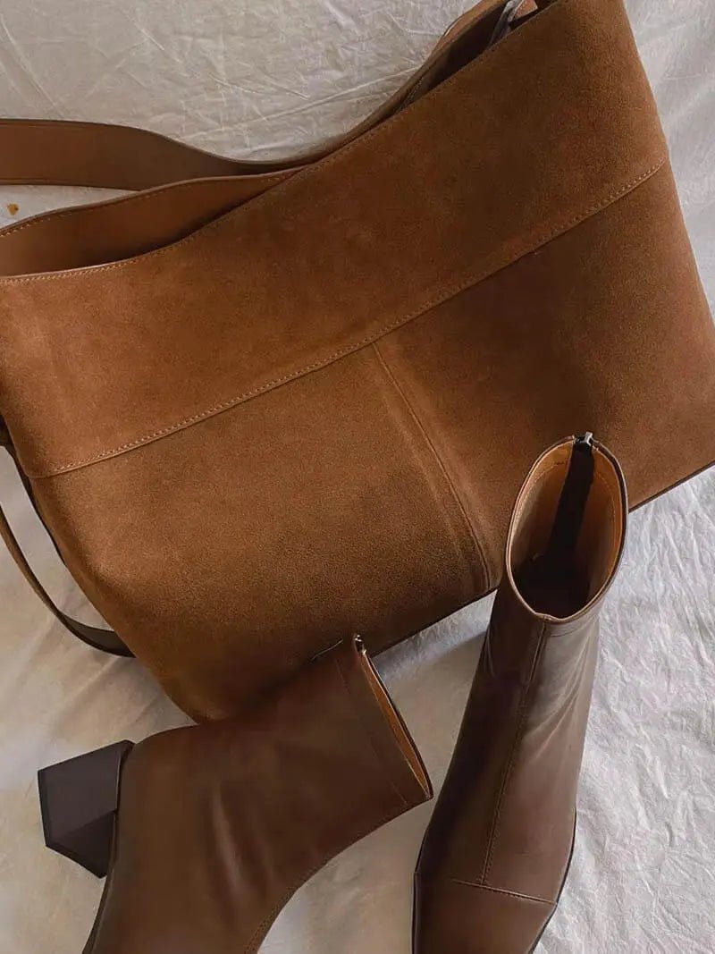 VELUXA | Suede Shoulder Bag – Structured Design with Single Strap