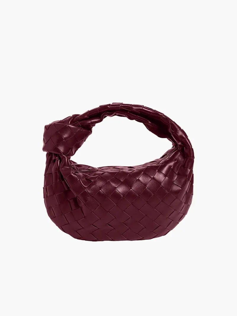 VELUXA | Woven Knot Bag – Faux Leather Handheld Bag