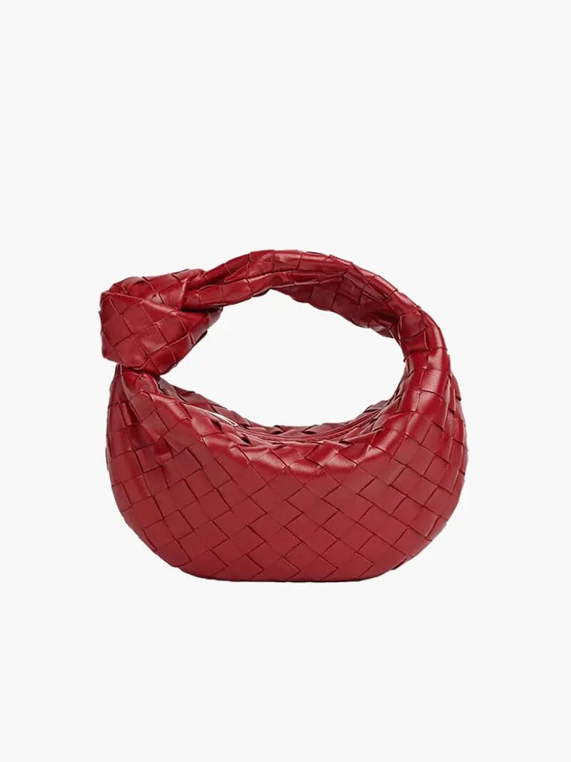VELUXA | Woven Knot Bag – Faux Leather Handheld Bag