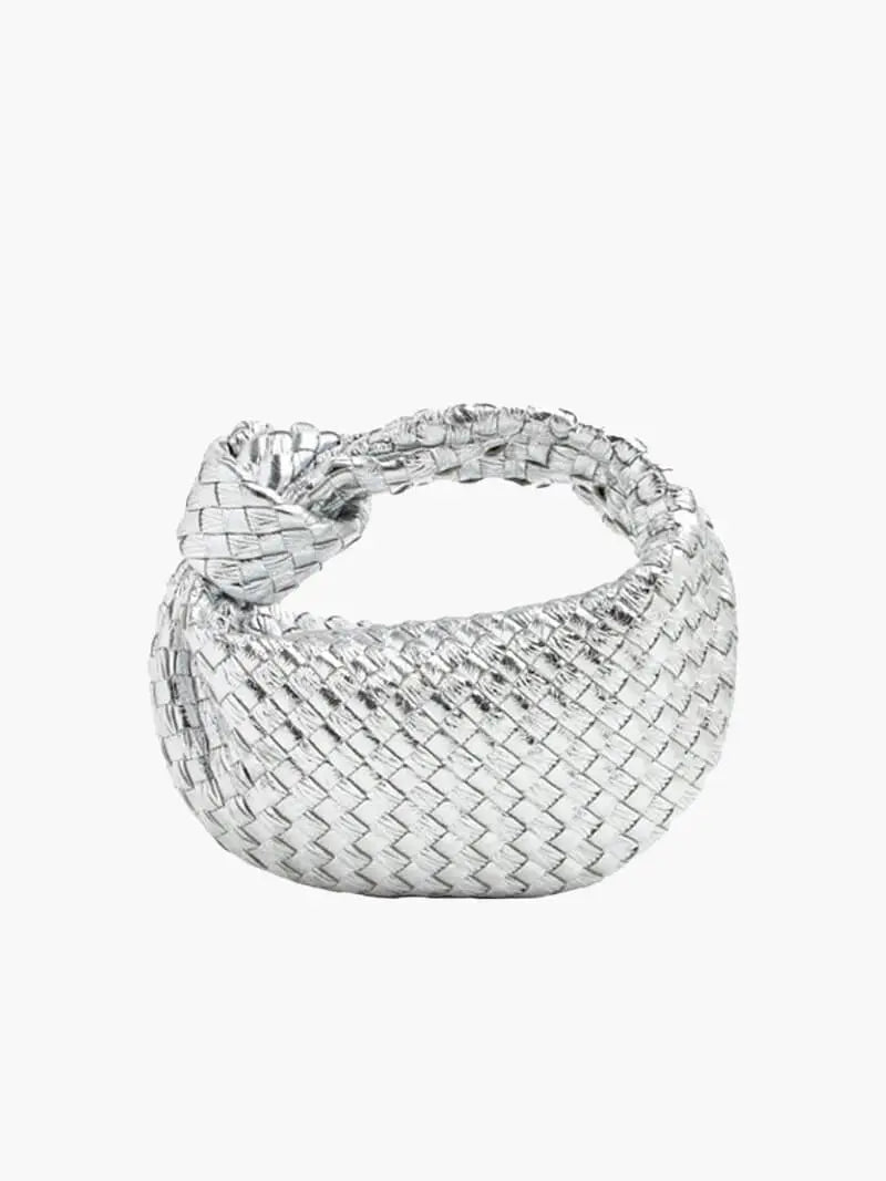 VELUXA | Woven Knot Bag – Faux Leather Handheld Bag