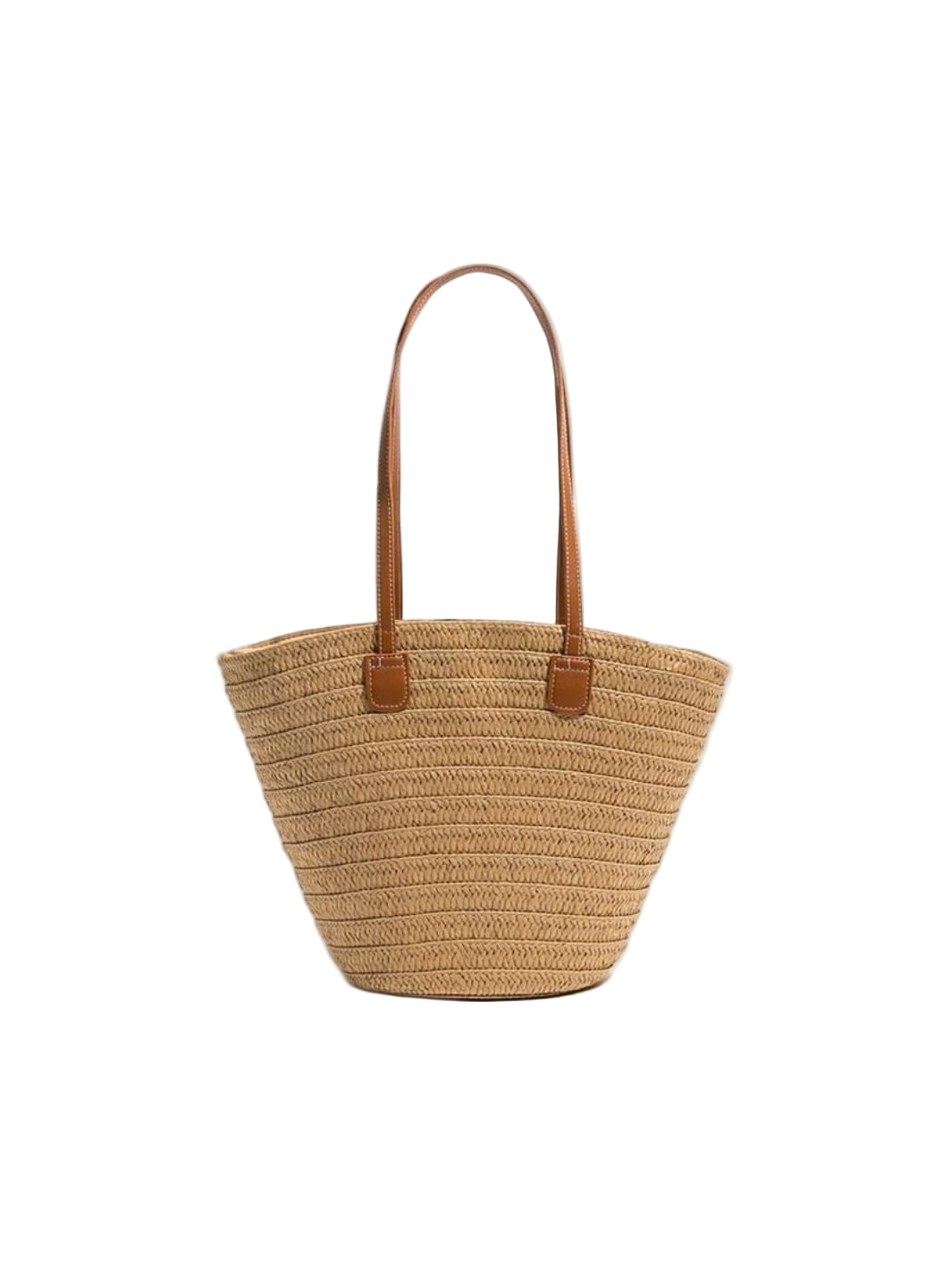 VELUXA | Woven Straw Tote Bag – Structured Trapeze Design with Shoulder Straps