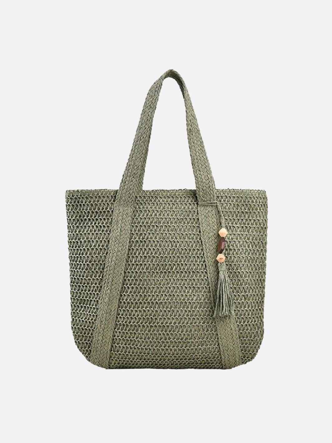 VELUXA | Woven Tote Bag – Wide Handles with Tassel Detail