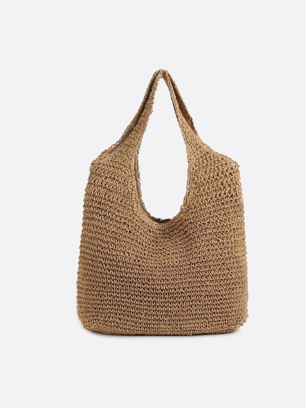 VELUXA | Soft Woven Straw Tote Bag – Shoulder Design with Zip Closure