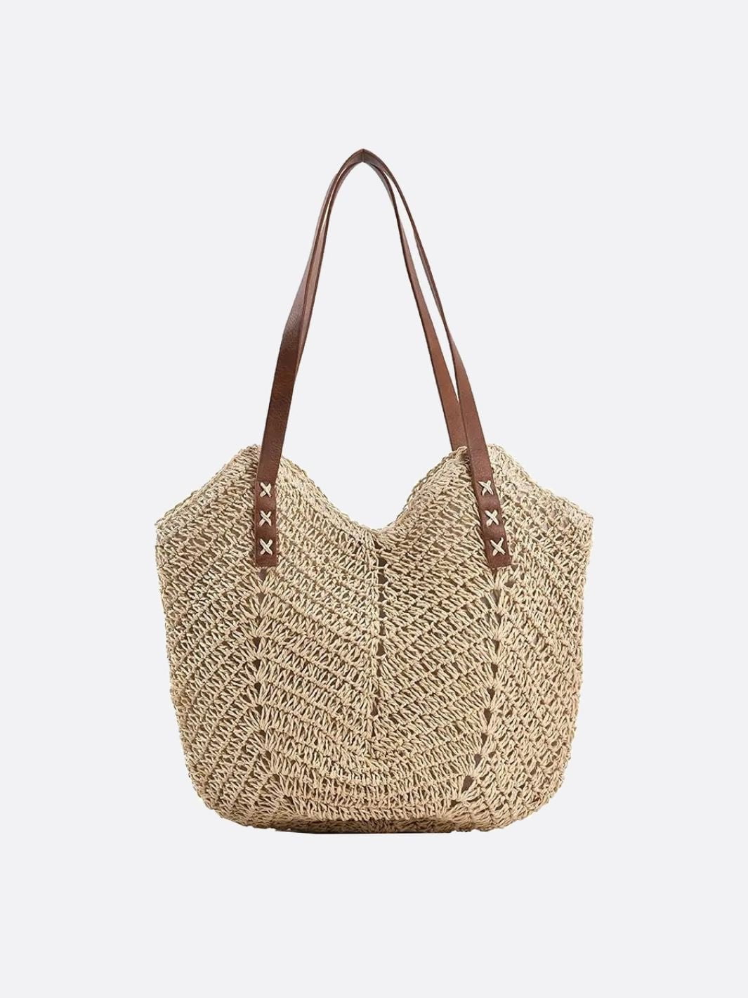 VELUXA | Oversized Woven Straw Tote Bag – Soft Shoulder Carry